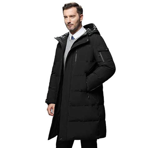 Waterproof Thick Winter Men Long White Duck Down Jacket Brand Clothing