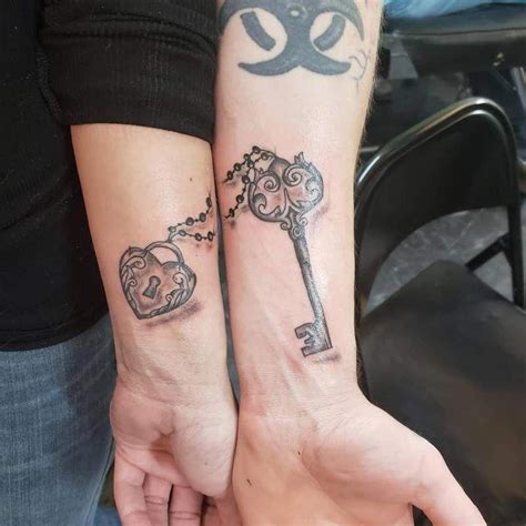 Couples Matching Tattoos For Valentines Day Lock And Key Couple