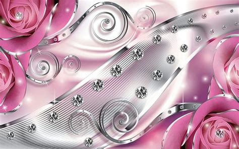 Roses And Diamonds Diamonds Roses Abstract Pink Hd Wallpaper Peakpx