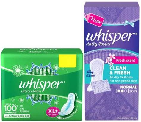 Whisper Ultra Clean Sanitary Pads Xl Plus 44 Pc Panty Liners 20s 2