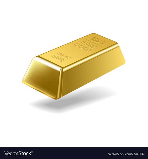 Fine Gold Ingot Isolated On White Background Vector Image