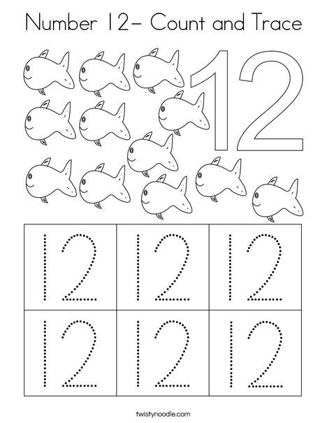 Preschool Number 12 Worksheet