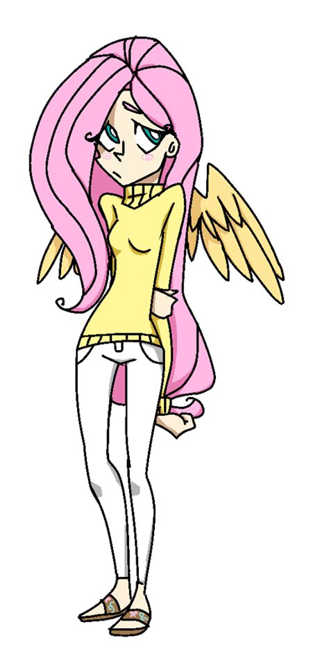 516968 safe artist annie aya character fluttershy species human clothing female