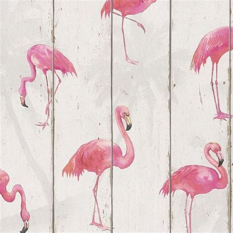 Flamingo On Wood Wallpaper 2 Colours Flamingo Wallpaper Wood