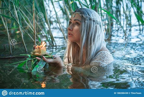 Pagan Scene In Lake Magical Rituals Royalty Free Stock Photography