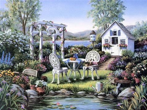 Spring Cottage Cottage Art Scenery Illustration Cottage Painting