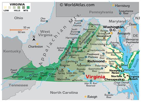 Virginia Usa Map States United States Map