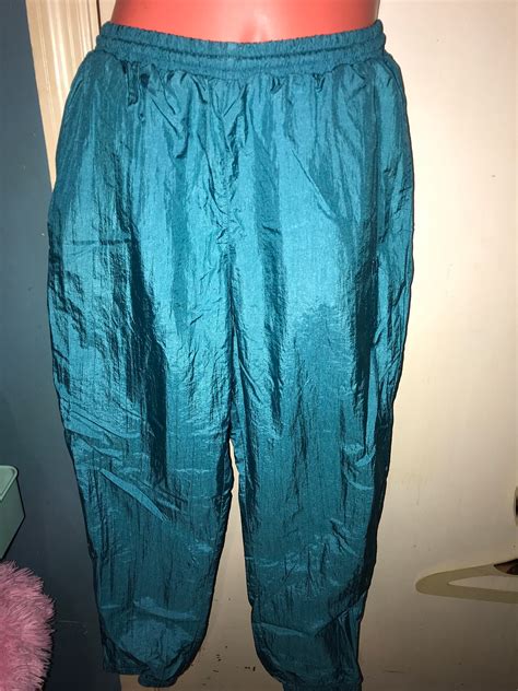 Vintage Windbreaker Pants Turquoise Blue Windbreaker Pants