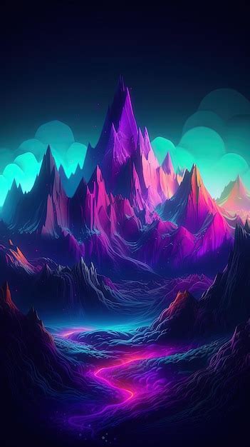 Premium Photo Purple Mountains With A Blue Sky And A Purple Mountain