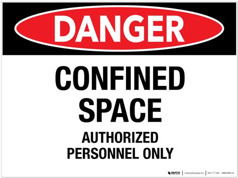 Danger Confined Space Authorized Personnel Only Wall Sign