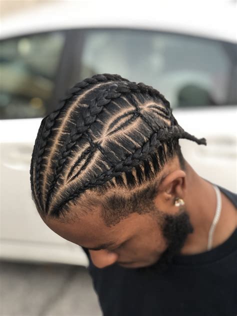 Cornrows are one of the most popular hairstyles for black men. Mens braids hairstyles image by Versace Prince on Hairstyles