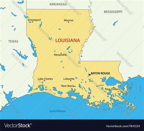 Louisiana Map Royalty Free Vector Image Vectorstock