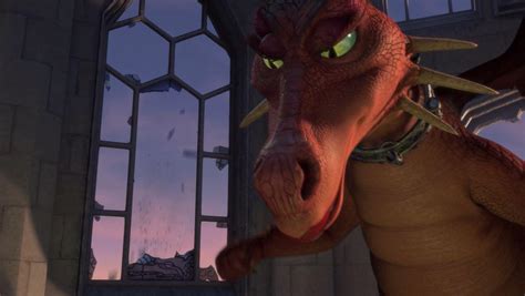 Toward The End Of Shrek The Dragon Knocks Out The Last Pane Of Glass