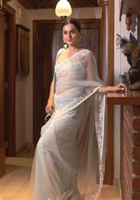 Taapsee Pannu Looks Spectacular In A Powder Blue Tulle Saree