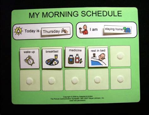 Visual Schedules For Students With Autism Planner Template Free