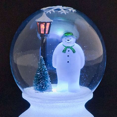 Battery Operated The Snowman Snow Globe With Multi Coloured Led Lights