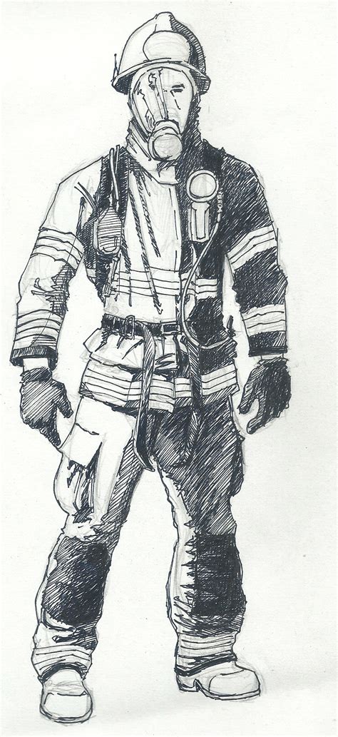Firefighter Drawing Pic Drawing Skill