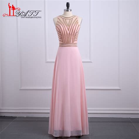 Pink Vintage Long Prom Dresses 2018 Robe De Soiree Gold Beaded Floor