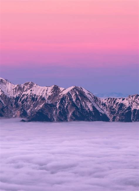 Download Wallpaper 840x1160 Pink Sky Clouds Sunset Mountains Iphone