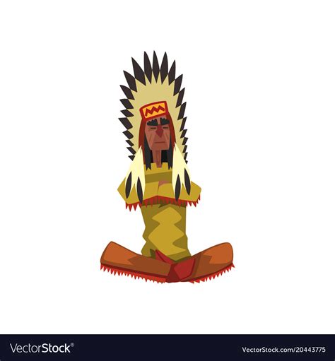 Native American Indian Chief In Traditional Vector Image