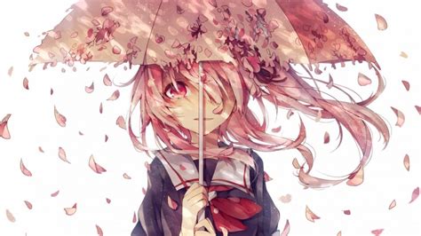 School Uniforms Girls Students Umbrellas Petals Cute