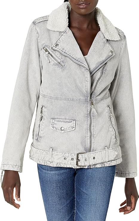 Levi S Women S Plus Size Acid Wash Cotton Sherpa Oversized Moto Jacket