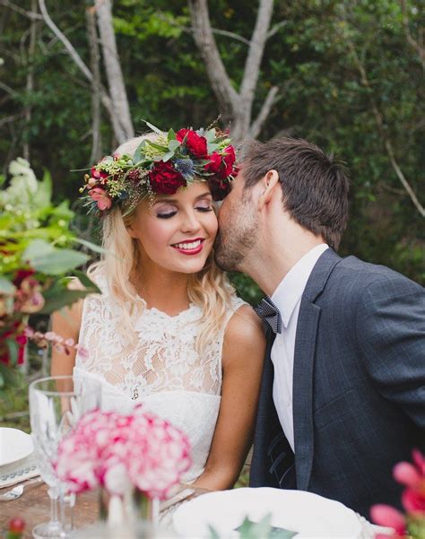 9 Stunning Winter Flower Crowns For Your Cold Weather Wedding Red