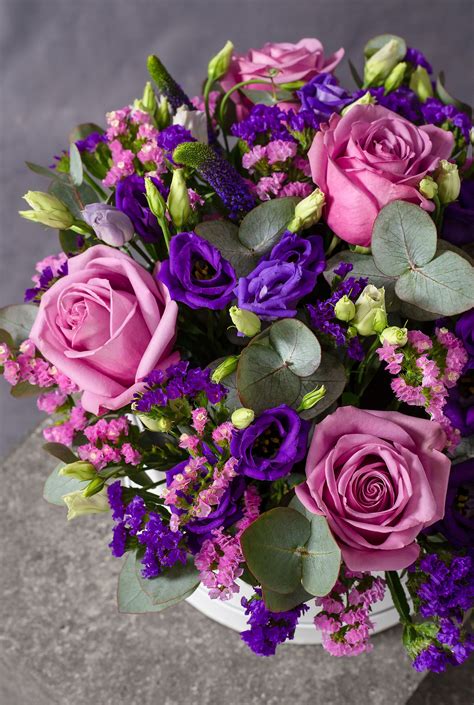 Lavender Floral Hatbox With Chocolates Flowersie