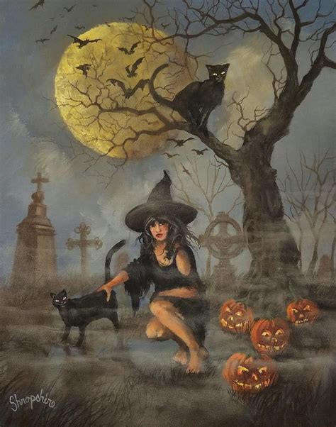Moon Witch By Tom Shropshire Witch Painting Moon Witch Halloween Moon