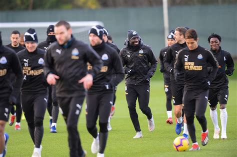 Newcastle United In Training Ahead Of Their Trip To Huddersfield Town