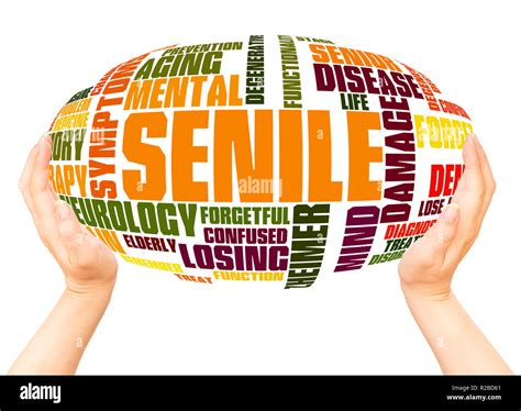 Senile Word Cloud Hand Sphere Concept On White Background Stock Photo