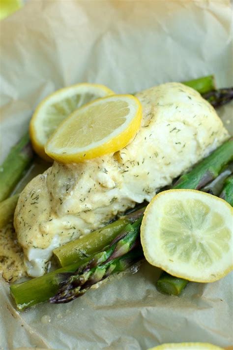 4 season the fish with the salt and pepper. Halibut Recipe with Asparagus (Baked in Parchment) - Happy ...