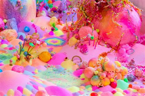 Psychedelic Fantasy Landscape Made From Colorful Neon Sugars