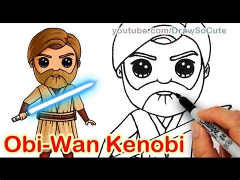 55+ projects for cartoons, caricatures & comic portraits. How to Draw Star Wars Jedi Obi Wan Kenobi Chibi step by ...