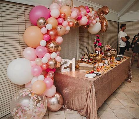 21st Birthday dessert table and balloon backdrop by Stylish Soirees