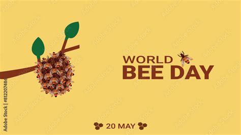 World Bee Day Creative Template For Various Uses Featuring A Honey Bee