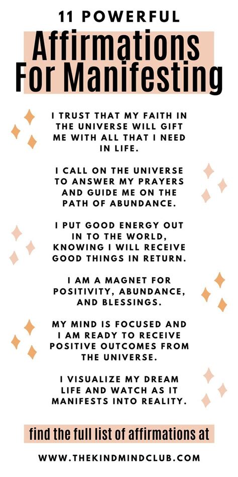 11 Powerful Affirmations For Manifesting Affirmation Quotes