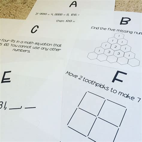 5th Grade Math Brain Teasers Worksheets