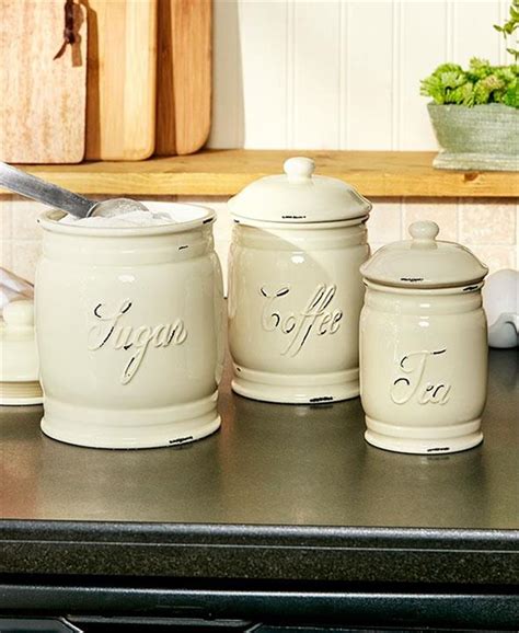 Set Of 3 Embossed Classic Ceramic Kitchen Countertop Canisters 3