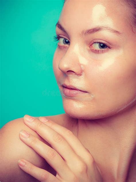 woman in facial peel off mask stock image image of woman mask 91347737