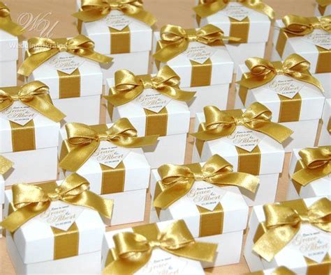 Gold Personalized Wedding Bonbonniere Wedding Favors Boxes Etsy