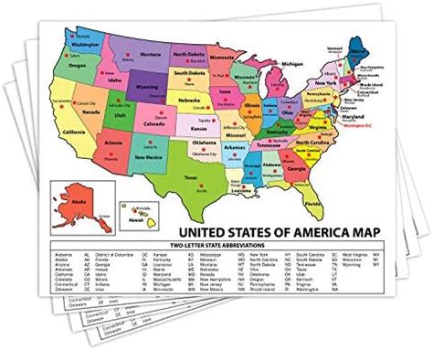 Map Of Usa States And Capitals Poster Laminated X Inches