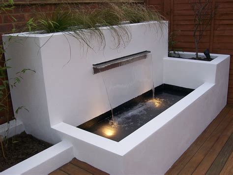 Water Feature With Built In Planting And Lighting Modern Water Feature