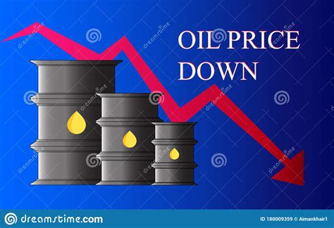 Crude Oil Price Down Abstract Illustration With Barrel Text And