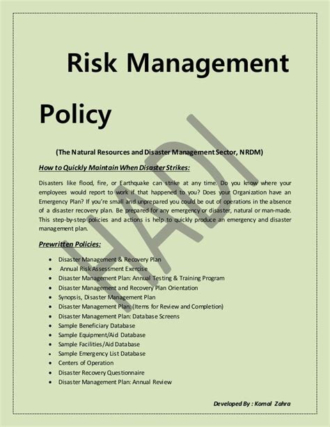 Risk Management Policy Nrdm