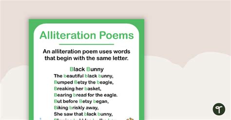 Alliteration Poem Poster Teaching Resource Teach Starter