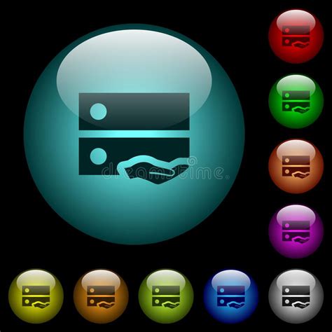 Shared Drive Icons On Color Glossy Rectangular Menu Button Stock
