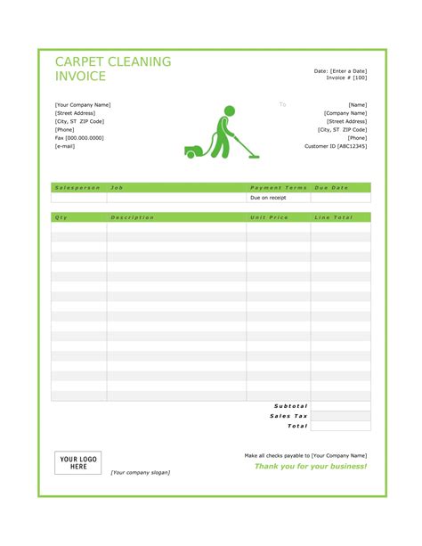 Free Printable Cleaning Invoice Templates Word And Excel