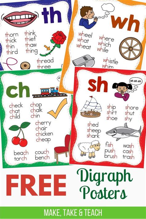 Free Consonant Digraphs Posters Make Take And Teach Teaching Phonics