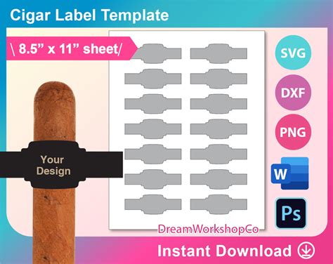 Cigar Wrapper Template Svg Dxf Ms Word Docx Png Psd Etsy